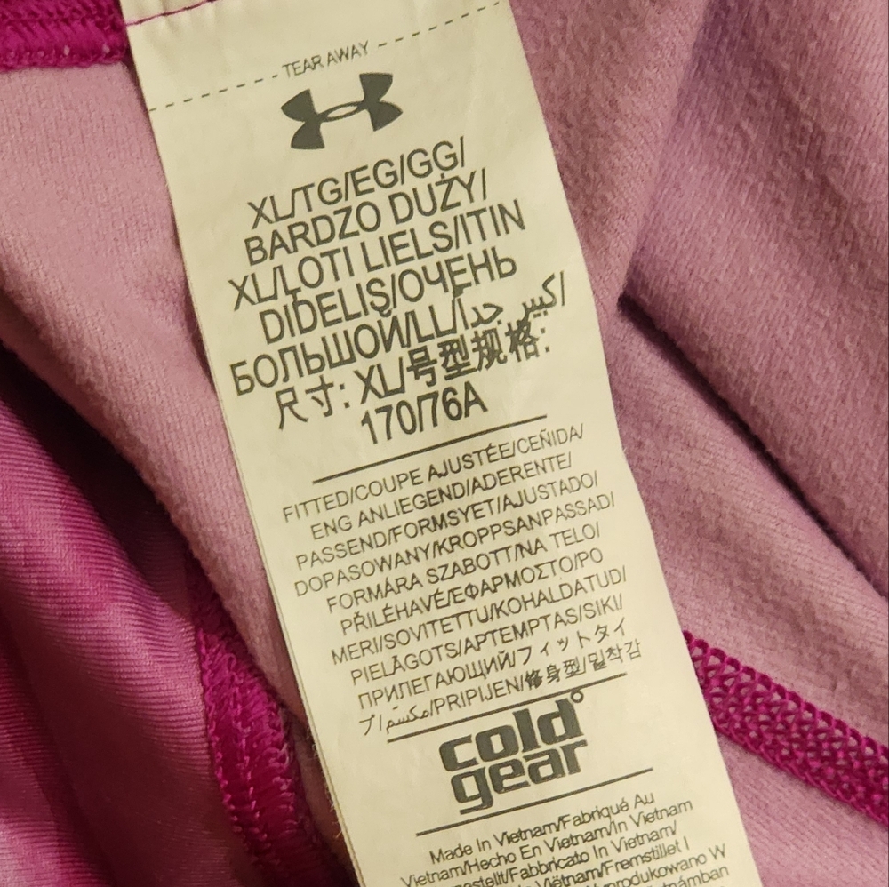 Under Armour Fuschia Camouflage Full Length Leggings Cold Gear Size XL - Picture 10 of 13